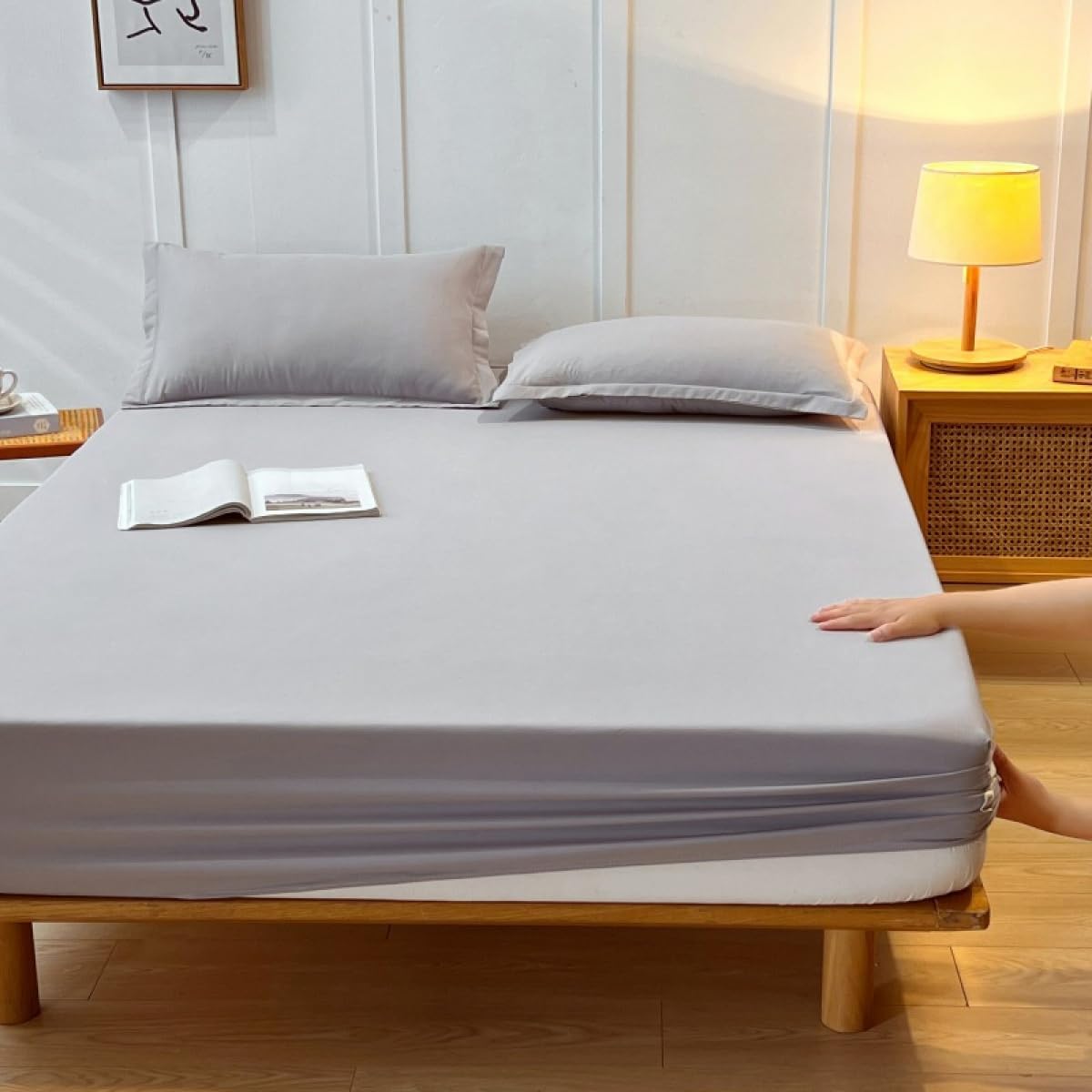 Mattress Protector Mattress Cover Waterproof Breathable Dustproof Mattress Covers Summer Lightweight All-Inclusive Fitted Sheet Noiseless Extra Deep Pocket Mattress Topper