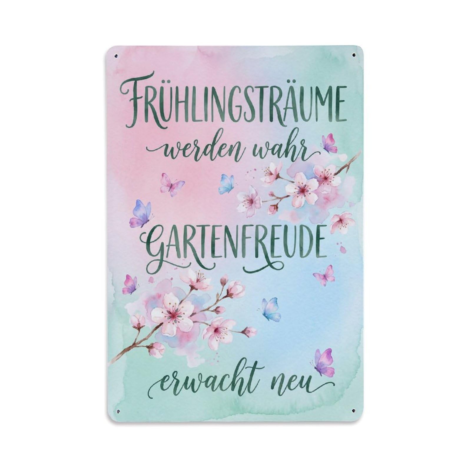 Watercolor Spring Dream Beautiful Delicate Metal Tin Sign Plaque Wall Decor for Cafe, Club Bar, Office, Garden Metal Poster 8x12Inch