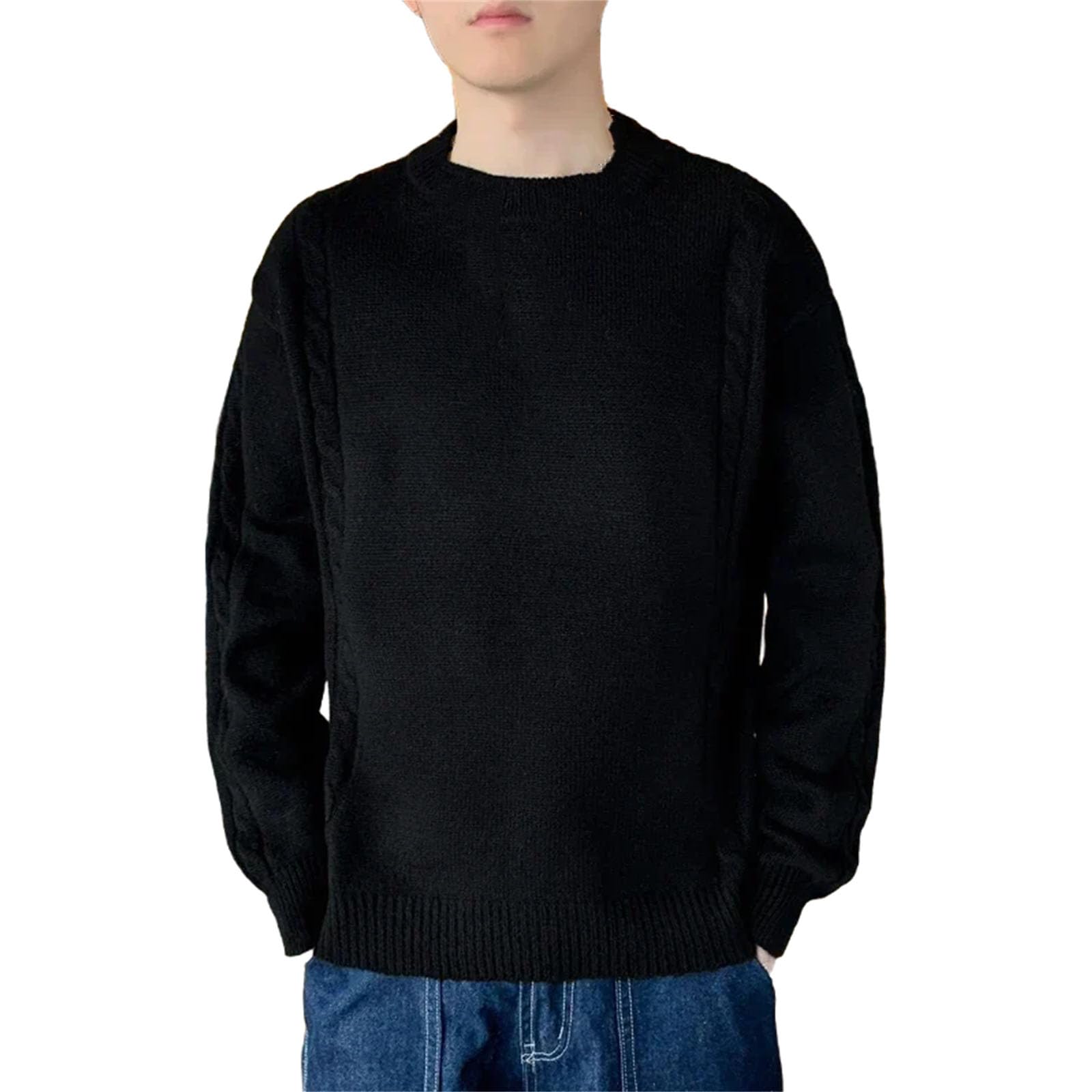 Maglione giallo Uomini Inverno Solido Maglioni di Lana Slim Fit Uomo Streetwear O-Collo Maglione Lavorato A Maglia Retrò Pullover per Gli Uomini