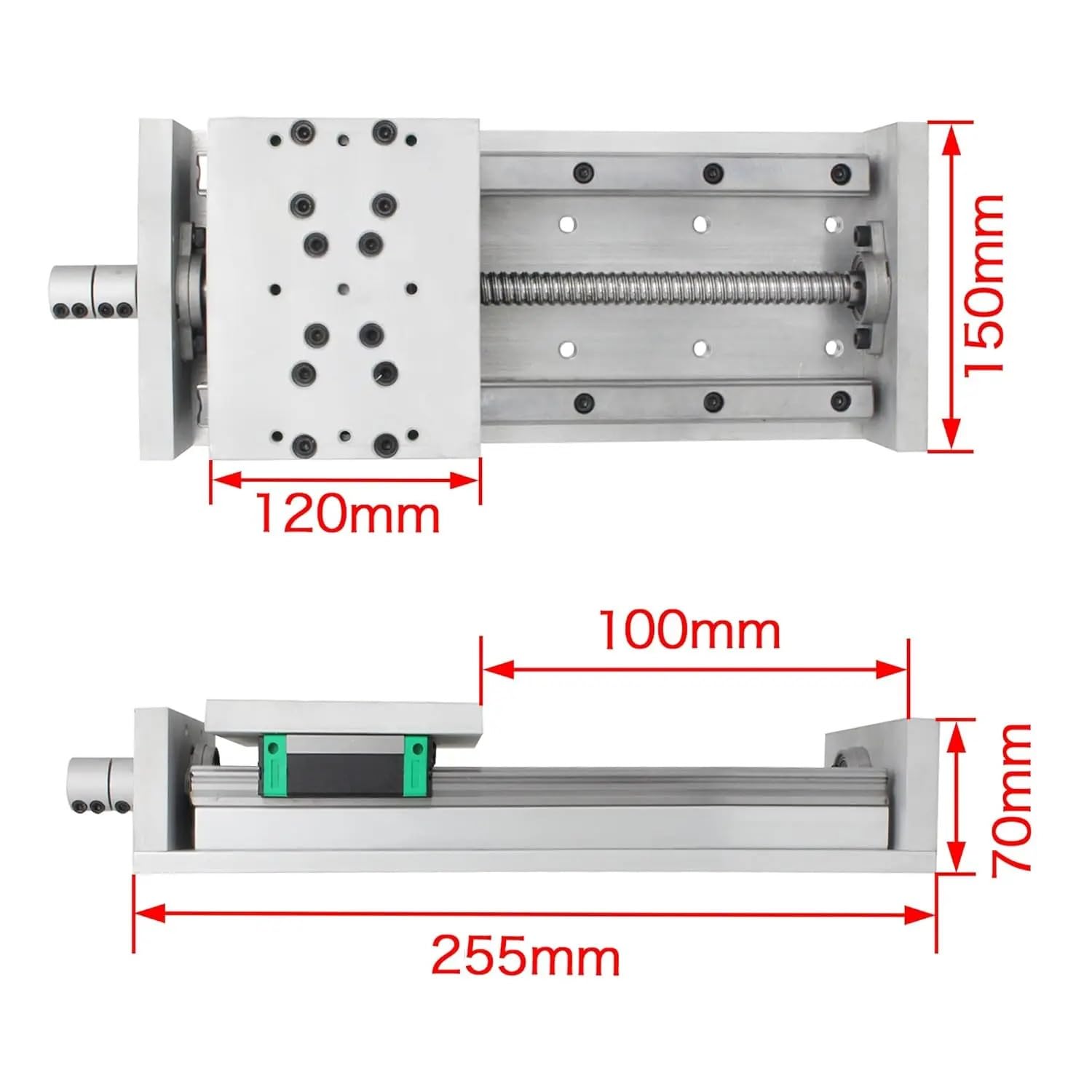 Attuatore di Movimento per Piano di Lavoro da 100-600 mm, tavola a 3 Traverse scorrevoli, Guida a Doppia Slitta, Vite a ricircolo di Sfere (150-100 mm)