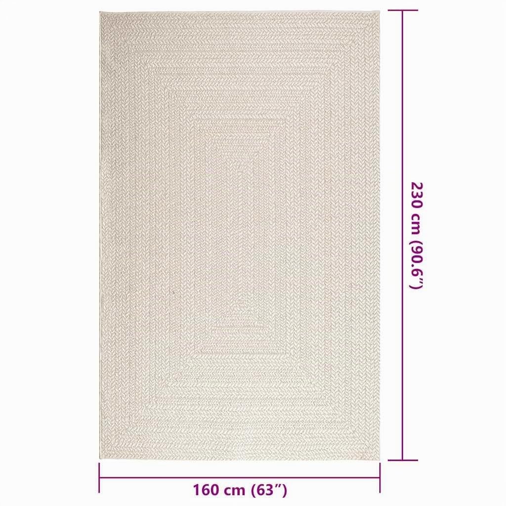 vidaXL Alfombra ZIZUR Apariencia Yute Interior Exterior Crema