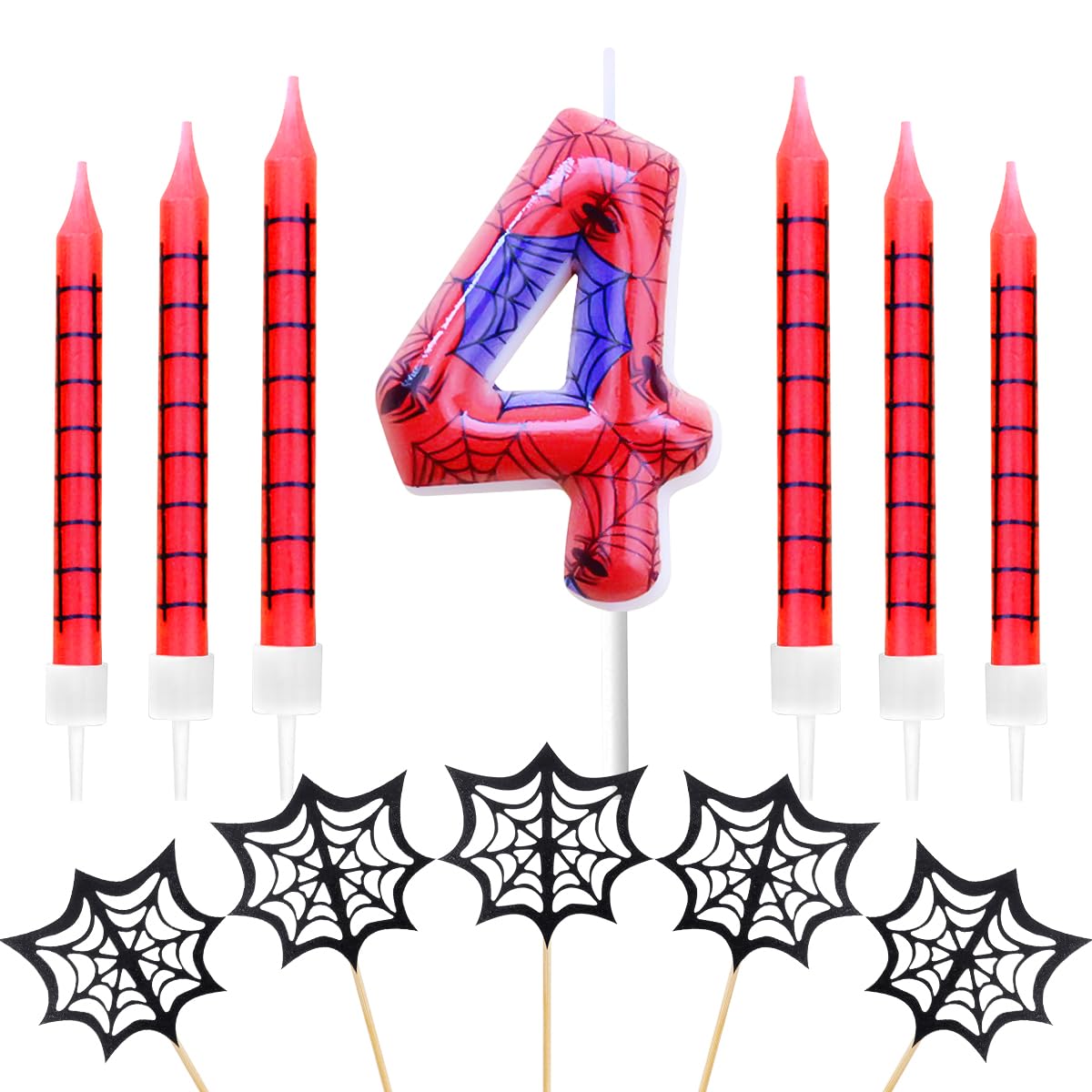Geburtstagskerzen, Spinne Geburtstagskerzen Zahlen 1, TortendekoGeburtstag, GeburtstagKuchendeko, GeburtstagKerzen (Spinne, 4)