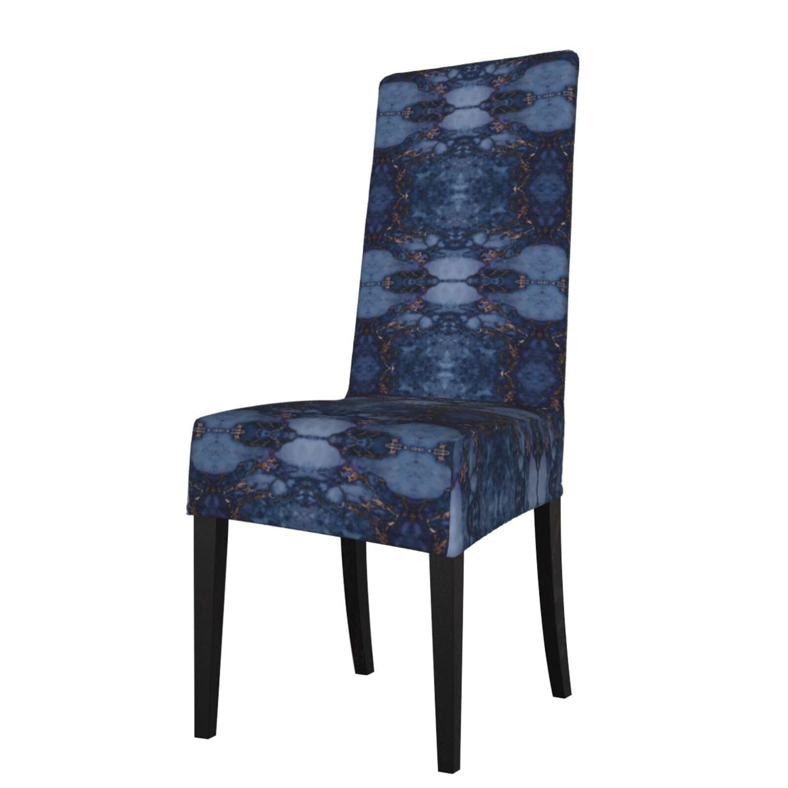 Lkymoh As Picture Navy Blue & Faux Copper Marble Pattern, Chair Covers Stretch Chair Slipcovers For Dining Room, For Party Pet Protection Universal Fit Soft Polyester