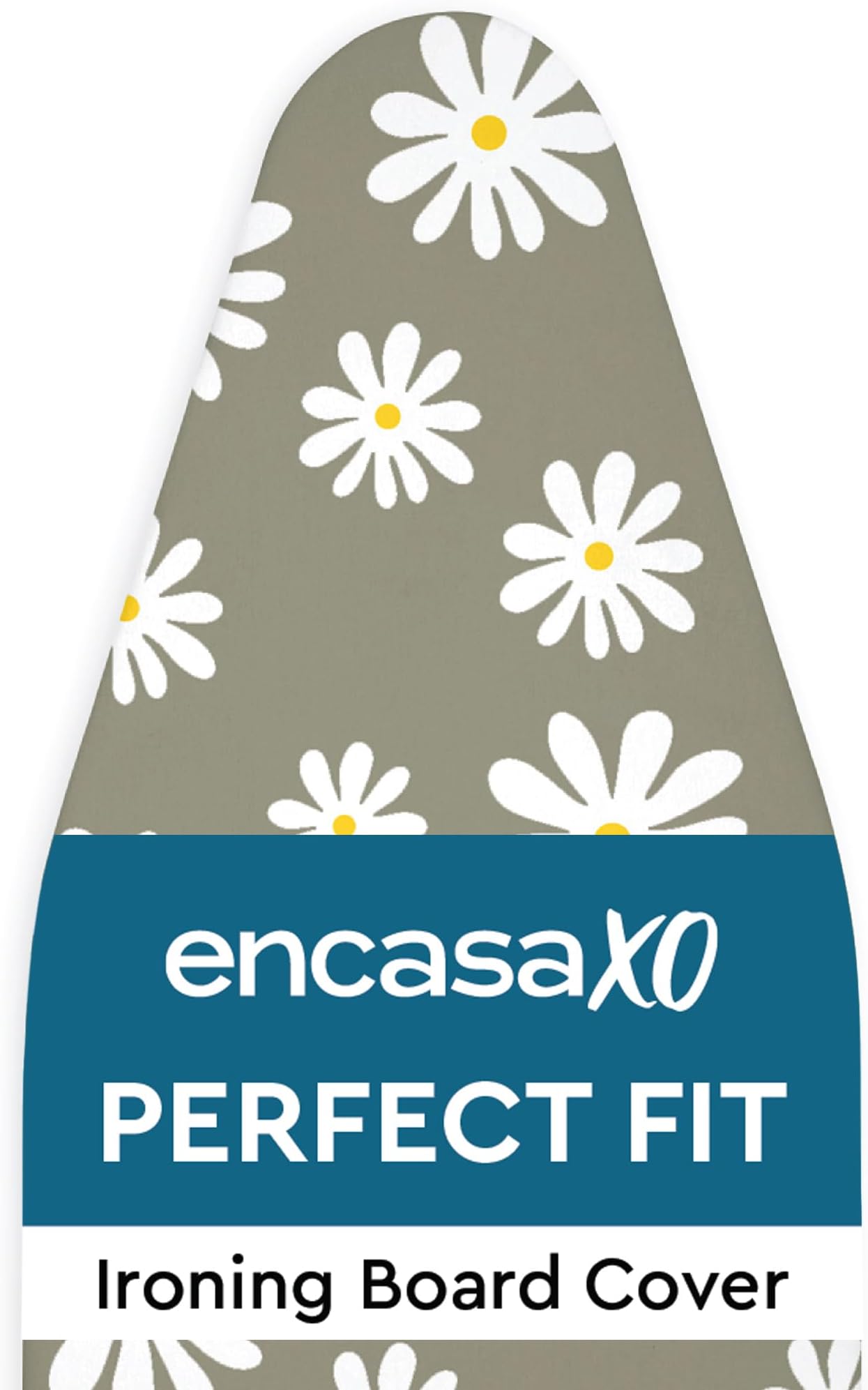 Encasa XO Ironing Board Cover with 3mm Thick Felt Pad for Steam Press (Fits Standard Large Boards of 125x39 cm) Heat Reflective, Scorch & Stain Resistant, Printed - Daisy Blue