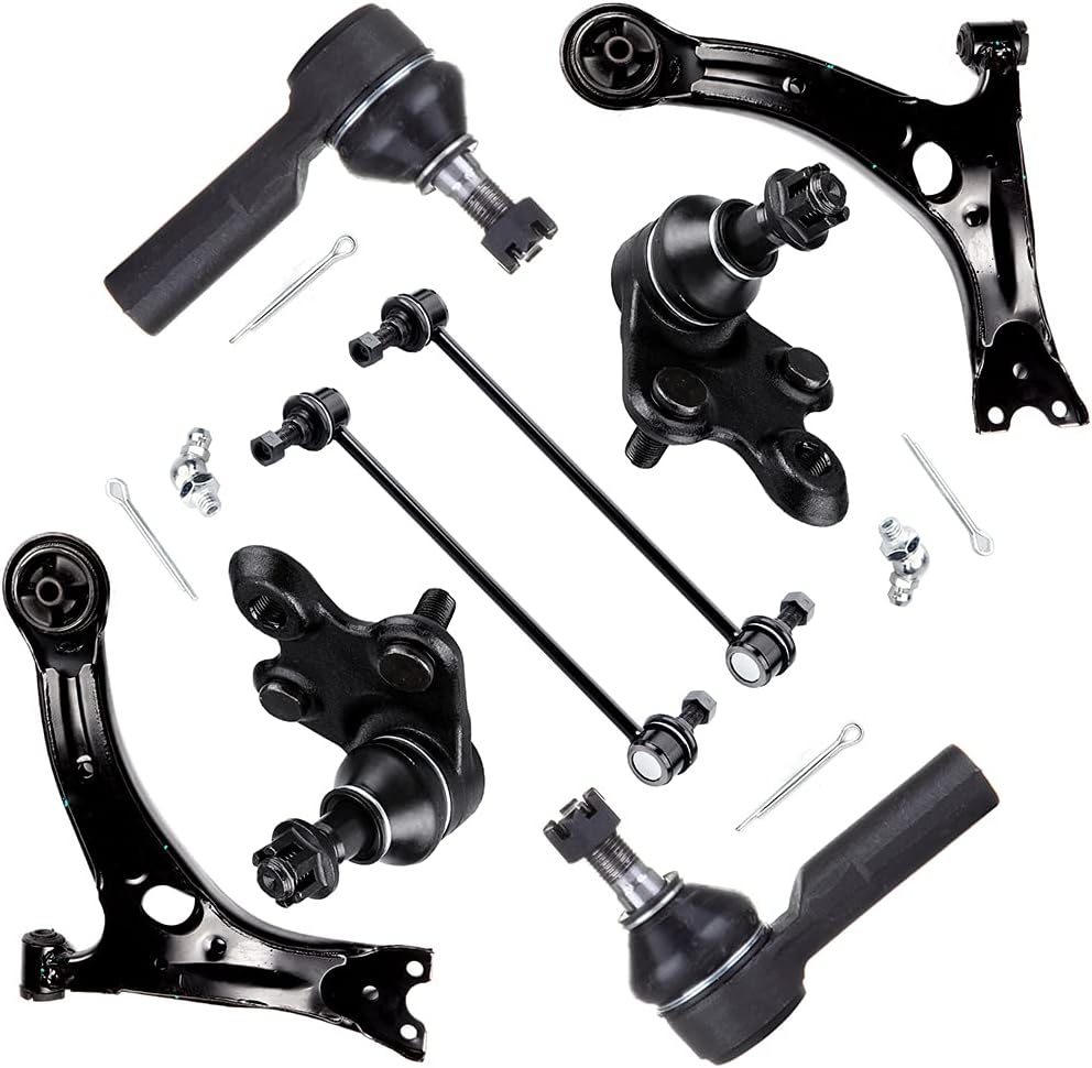 SCITOO 8pcs Front Suspension Kit Lower Control Arm Ball Joints Outer Tie Rod Ends Sway Bar Links Fit For 2003-2008 For Pontiac Vibe 2003-2008 For Toyota Matrix