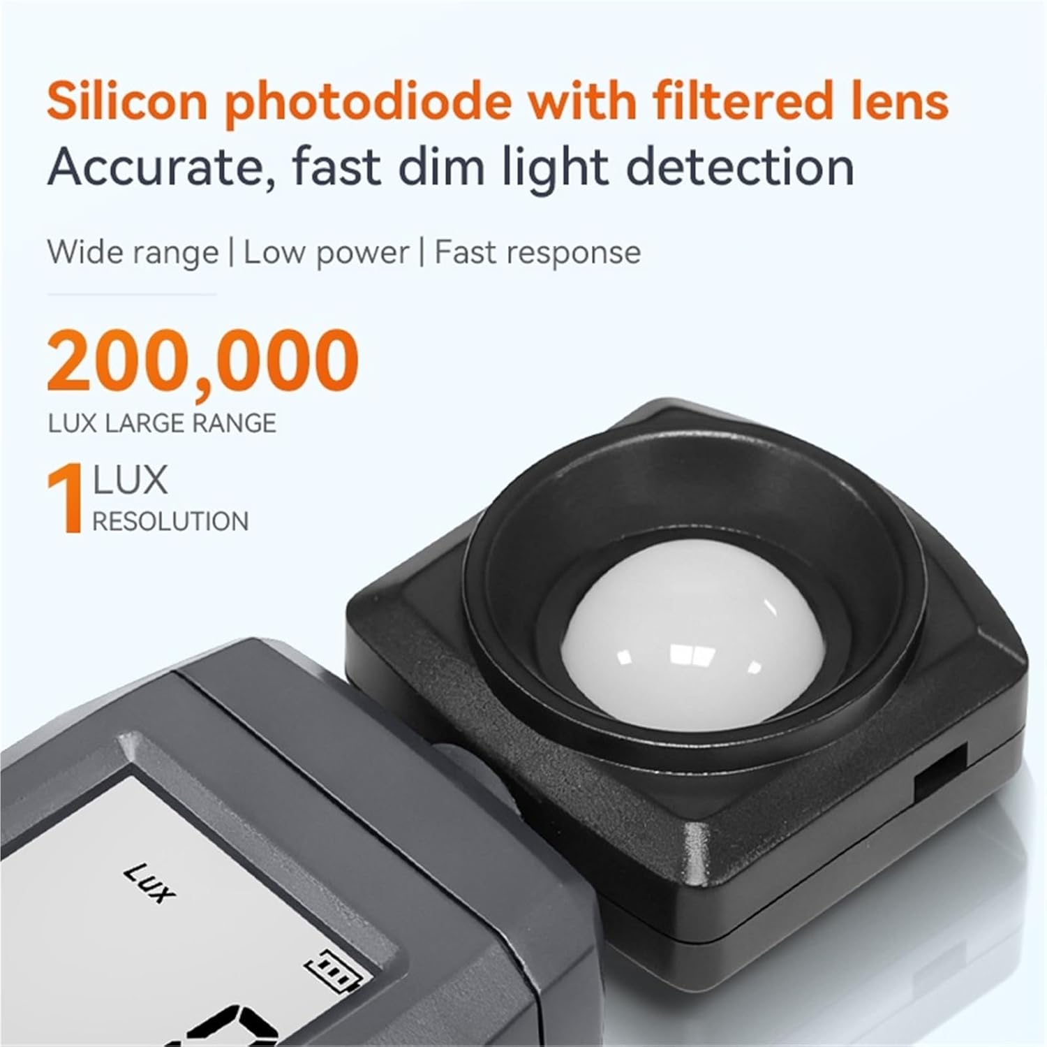 Light Meters, Light Meter Digital Illuminance Meter Handheld Ambient Temperature Measurer with Range Up to 200,000 Lux Luxmeter