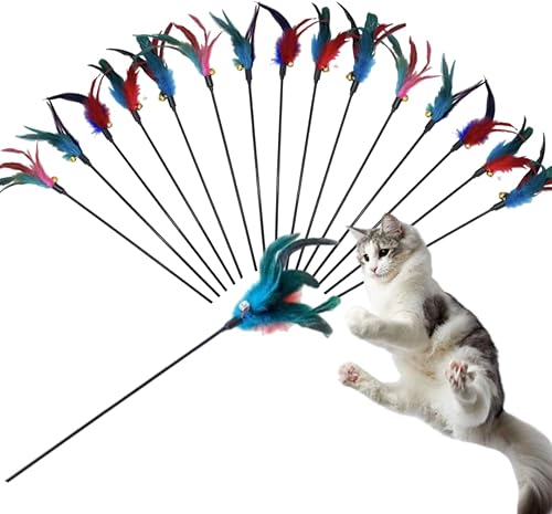 Miniatura 4 de Paquete de 15 juguetes de plumas para gatos y varita teaser, juguetes de plumas para gatos, juguetes de plumas para gatos, juguetes para gatos de