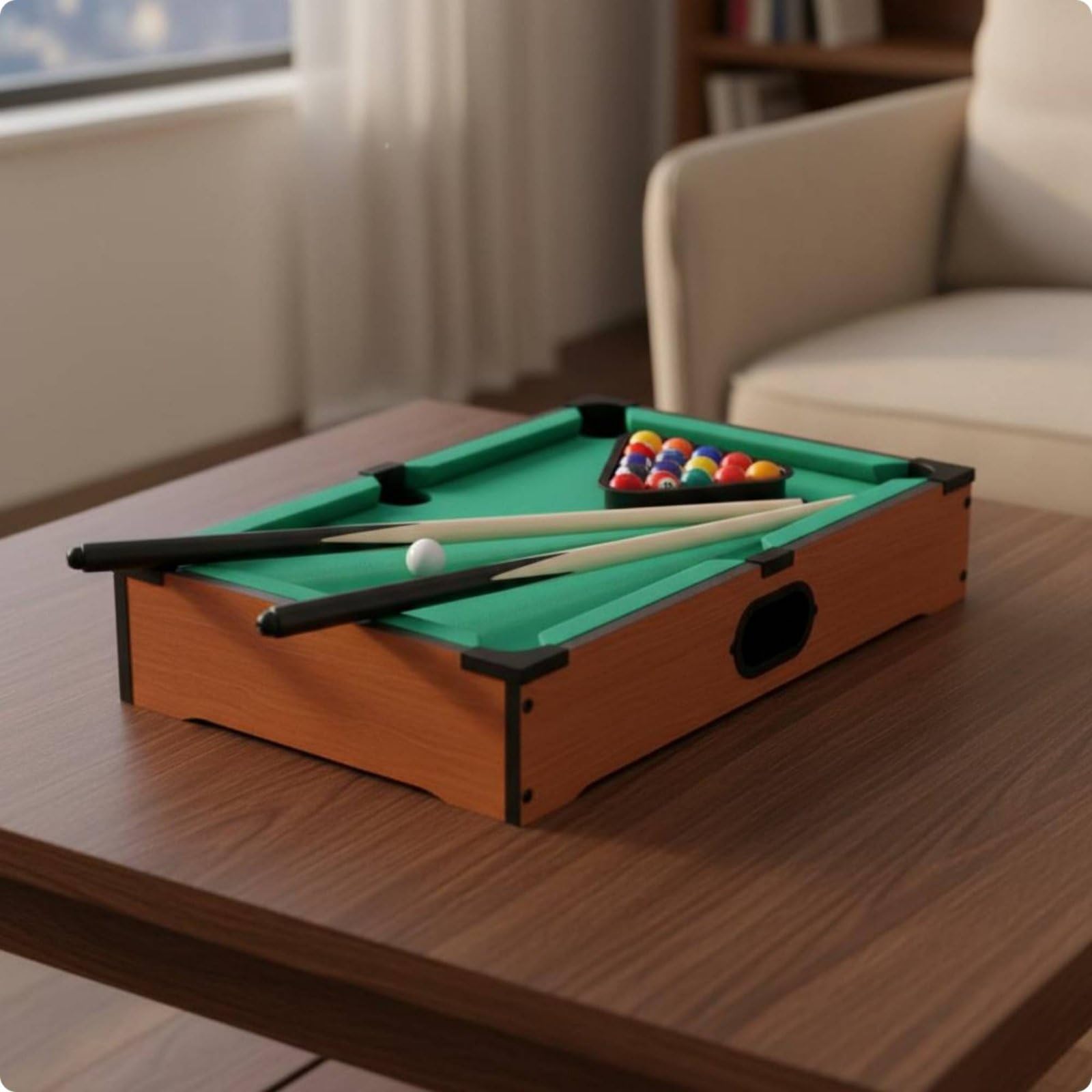 rockible Biliardo da Tavolo Bambini Gioco Educativo Snooker Mini Tavolo Pool Compatto con Superficie in Velluto Telaio Robusto Accessori Completi in Legno Flanella Adatto a Interni