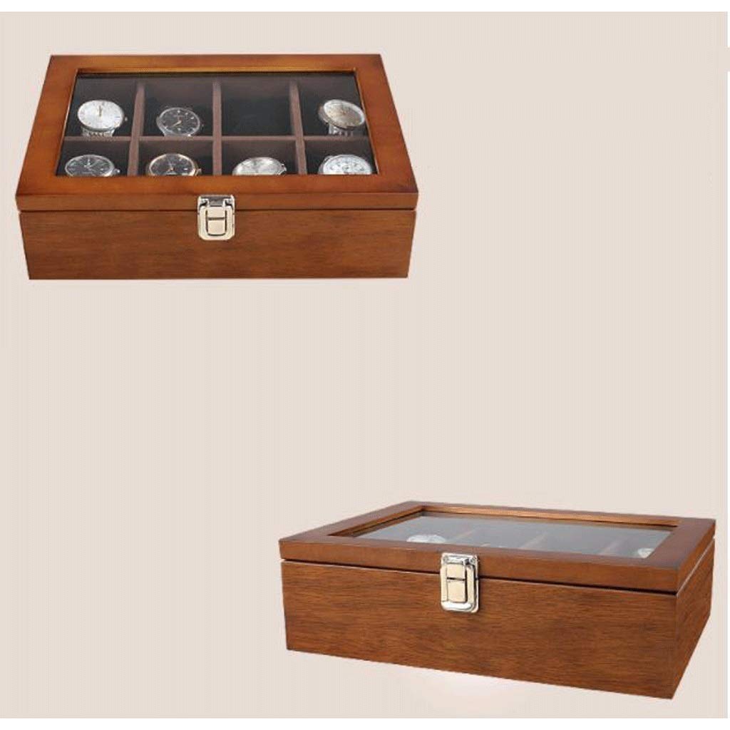 Uhrenbox-Uhrengehäuse für Herren, 8 Fächer, Aufbewahrungsbox aus massivem Holz, langlebig, bestes Geschenk für Geburtstag, Hochzeit Present