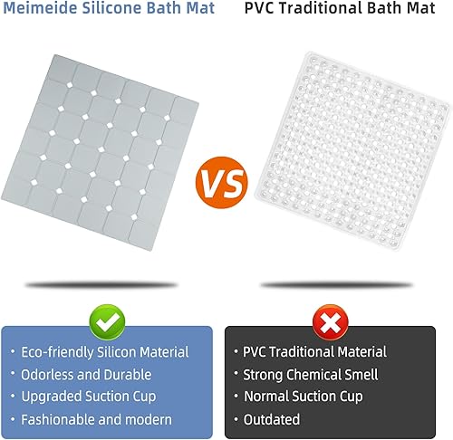 Miniatura 4 de Tapete de ducha antideslizante de 21 x 21 pulgadas, de silicona, plegable, con ventosas y agujeros de drenaje, inodoro, ecológico y duradero,