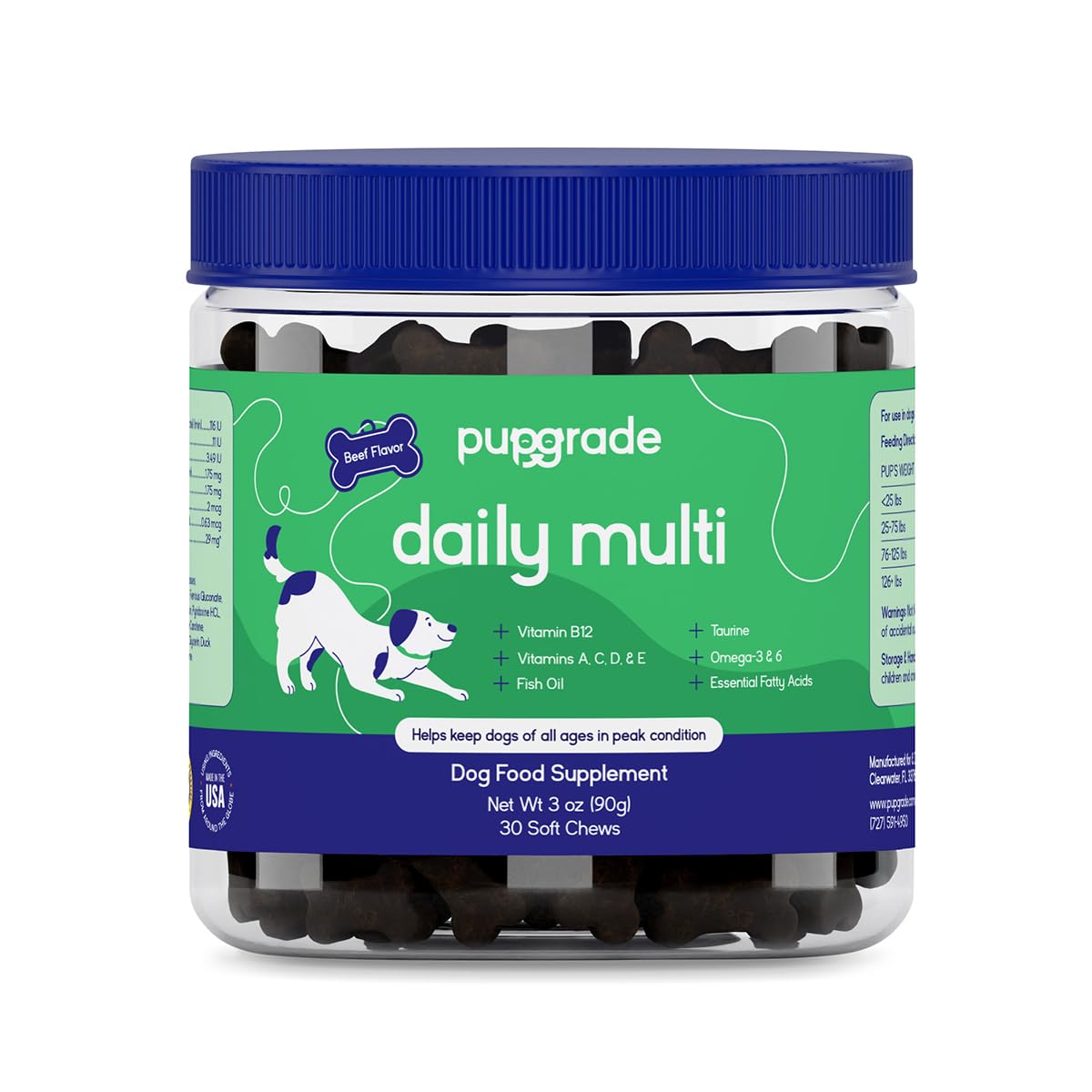 PupGrade Daily Multivitamin for Dogs – All-in-One Supplement with Omega Fish Oil, Vitamins A, C, D, E & B Complex for Everyday Health – 30 Soft Chews