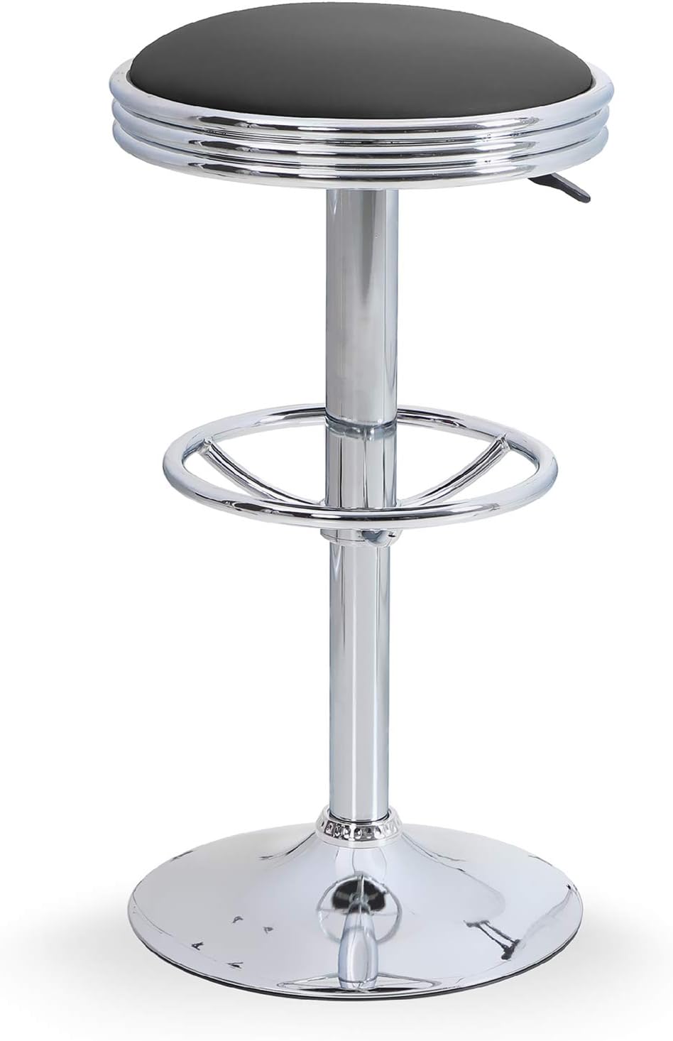 Authentic Crazy Deals ALPHAHOME Swivel Bar Stool Counter Height Round PU Leather Adjustable Chair Pub Stool with Chrome Footrest,Black,1PC