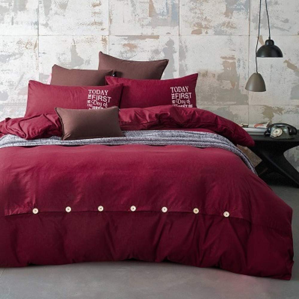Drap de lit et housse de couette anti-froissement pour lit Reine et Complet