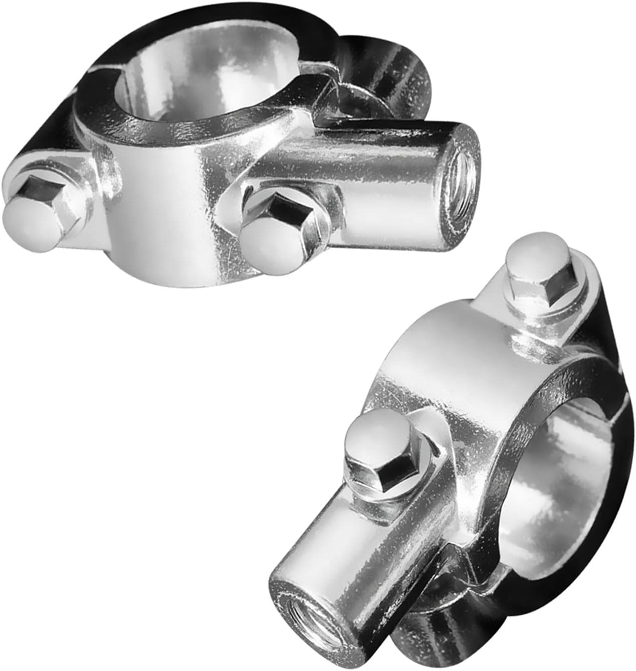 2pcs Motorcycle Bike 7/8inch(22mm) Handlebar Mirror Holder Clamp Mounting Bracket Chrome 8mm