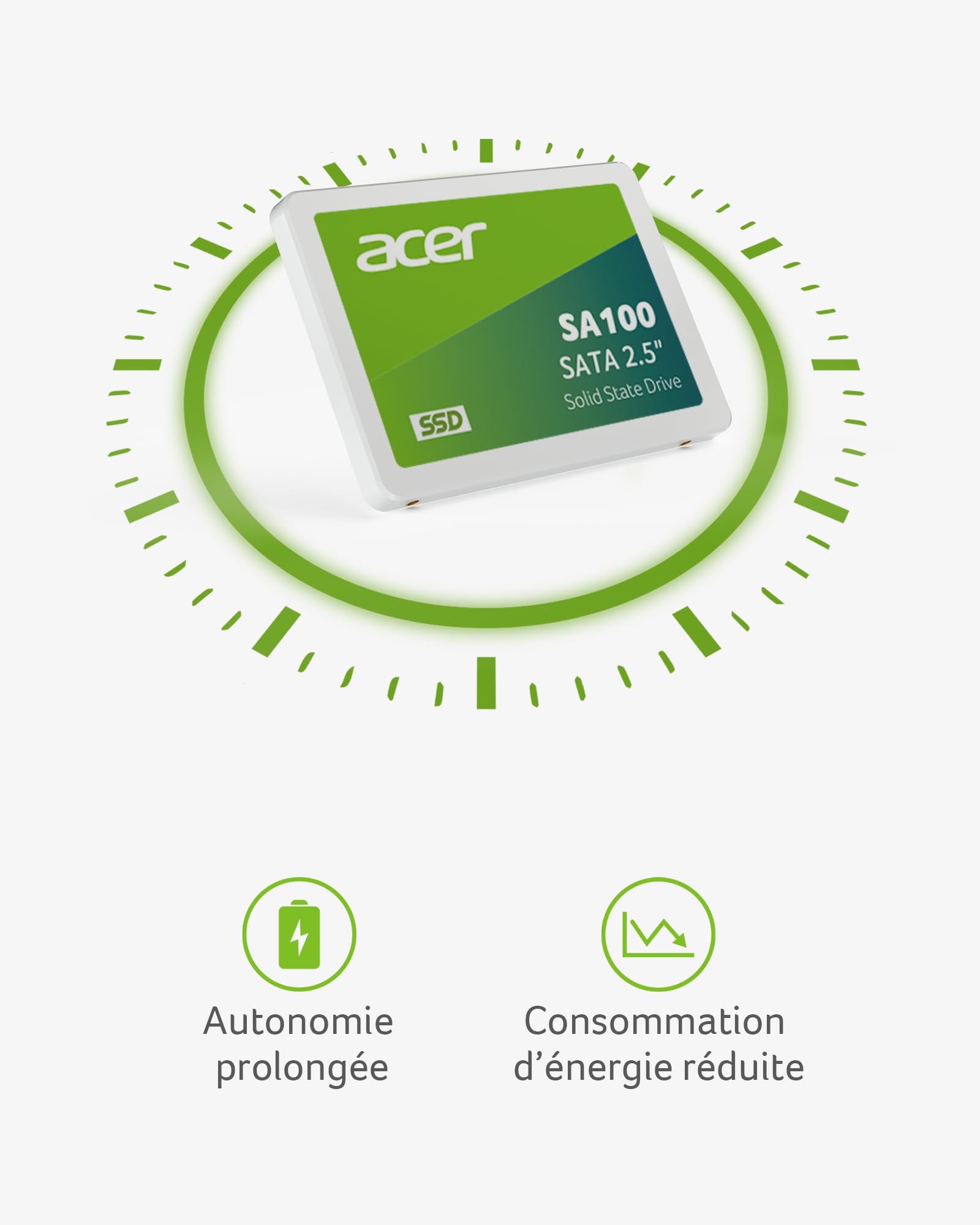 Acer SA100 SATA III 960 Go 2,5" SSD - Lecture jusqu'à 560 Mo/s
