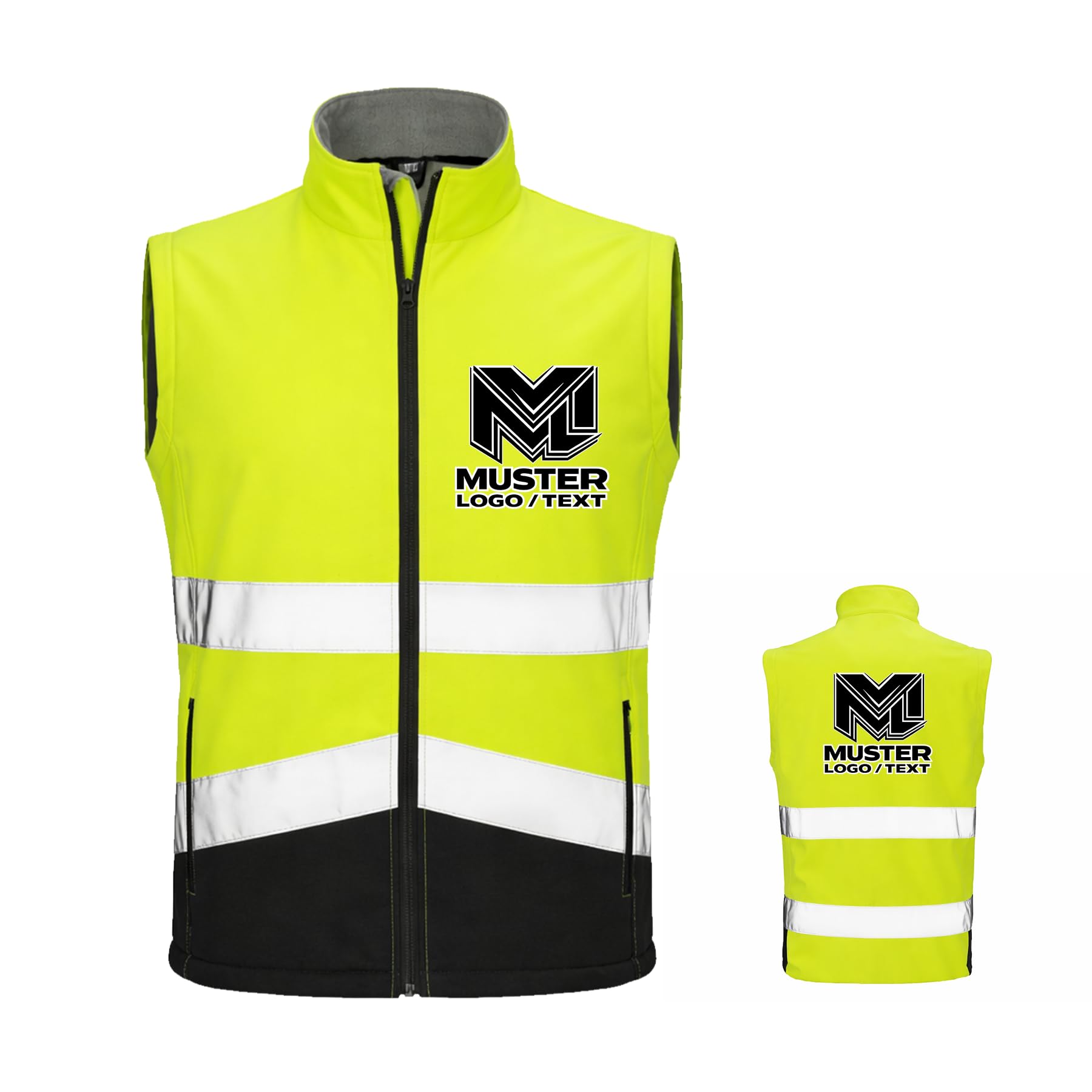 Herren Softshell Sicherheitsweste personalisierbar mit Logo oder Text | Wasserdicht | 100% Polyester | S–4XL | bedruckte Arbeits- & Firmenweste