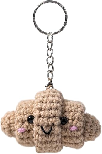 Croissant Keychain, 7x4.5x4.5cm Crochet Food Keychain, Croissant Keyring, Crochet Croissant Pendant, Bread Bag Charm, Adorable Knitting Doll, Portable Fashion Accessory