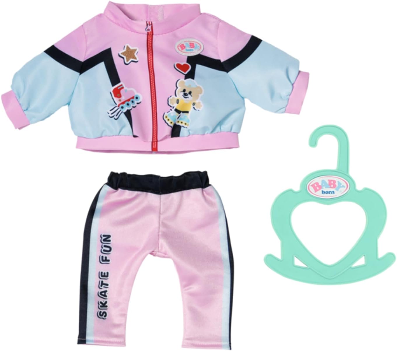 BABY born Little Jogging Suit 836347 - Two-Piece Suit with Trousers, Jacket and Pendant for 36 cm Dolls - For Children to Dress Independently - From 1 Year