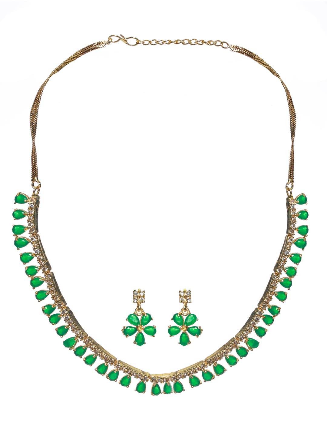 Priyaasi Green Leaf Gold Plated AD Studded Jewellery Set (B0B1DWL28R) Amazon Price History, Amazon Price Tracker