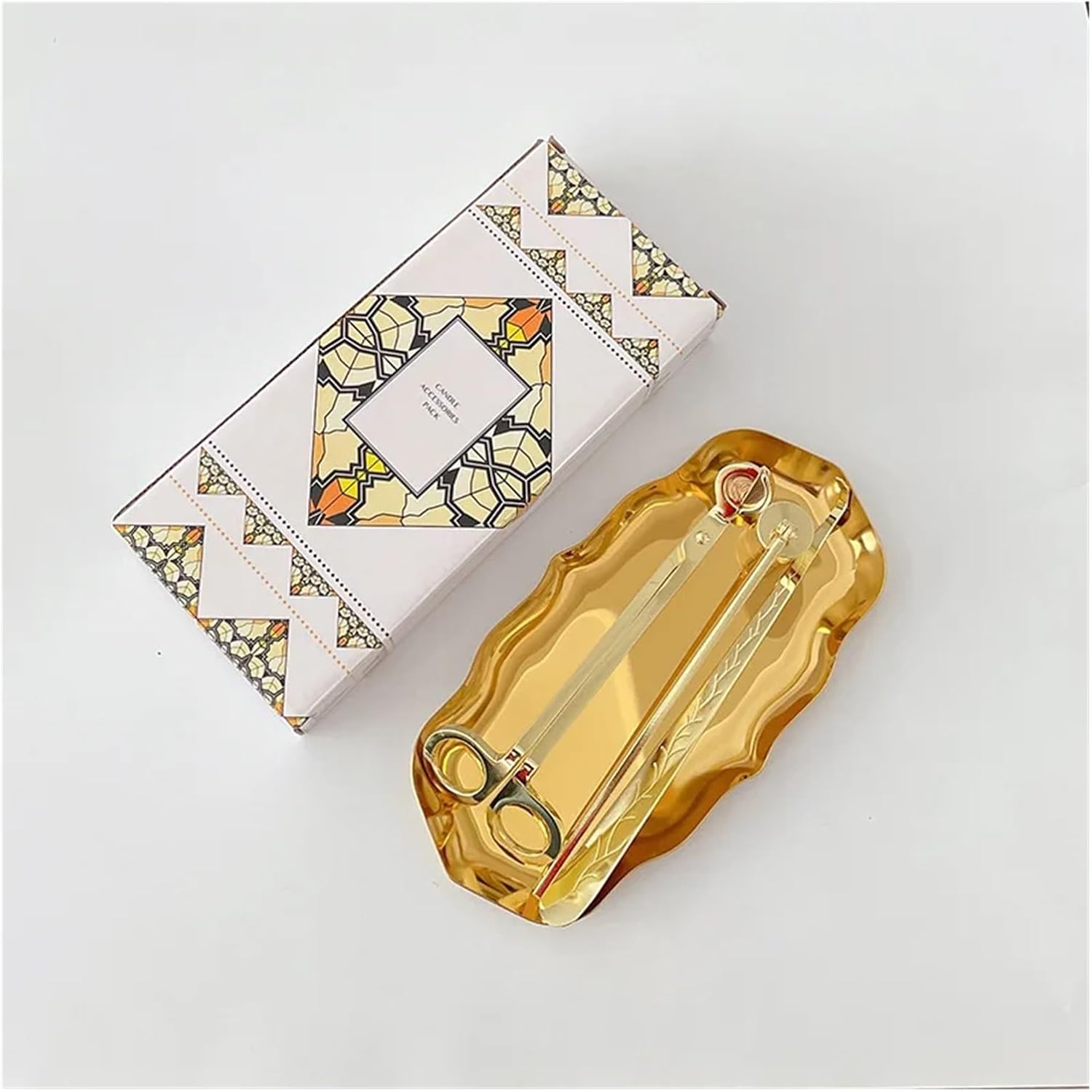 Candle Snuffer Set 4pcs/1kit Candle Care Set Making Scissors Wick Trimmer Dipper Snuffer Lace Tray Vintage Stainless Steel Tools Decoration Gift(Silver)