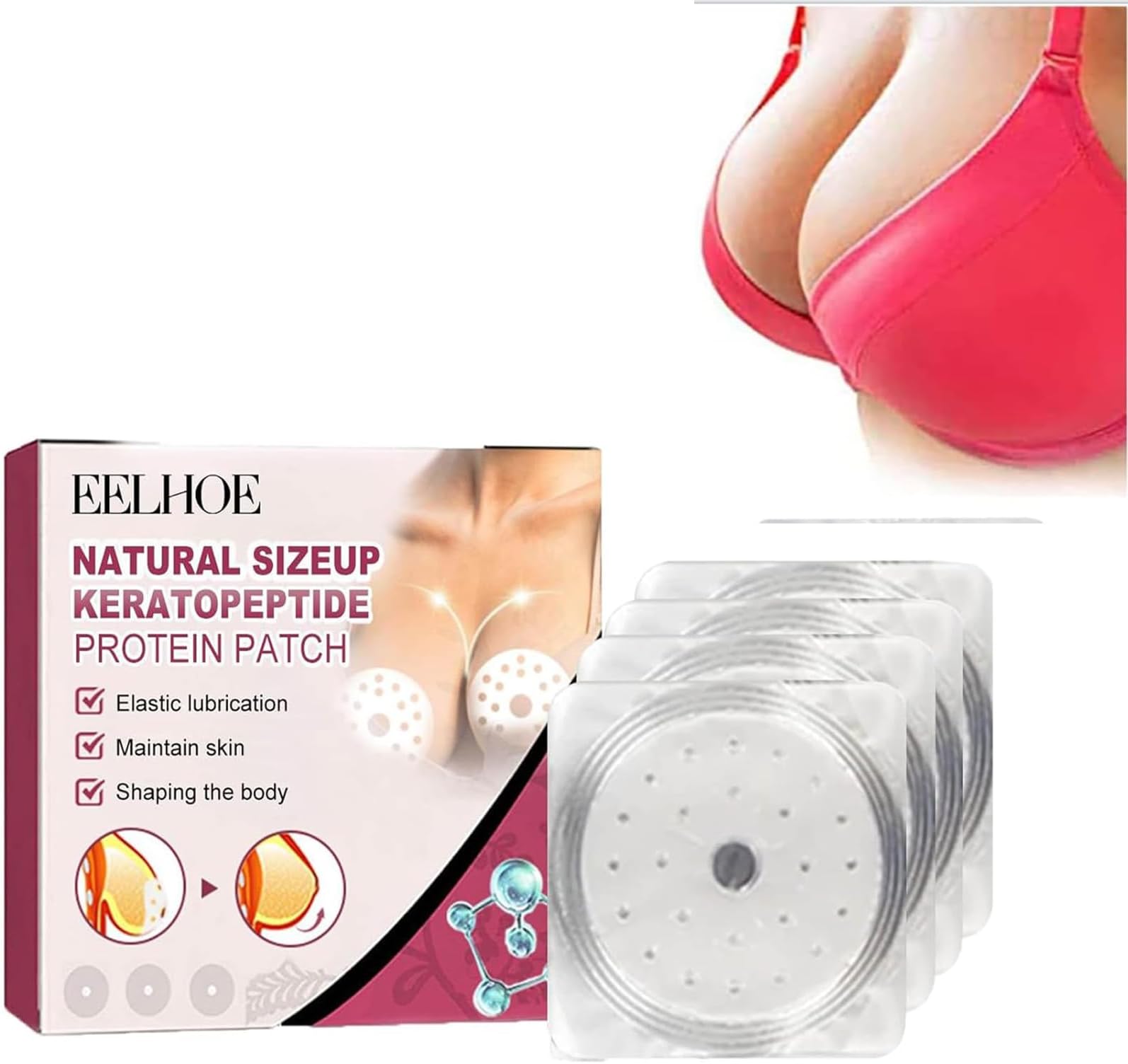 Breast Enhancement Patches, Keratopeptide Protein Breast Enlargement Firming Pad, Breast Enhancement Patch, Firming the Chest, Anti-sagging and Long-Lasting Effect