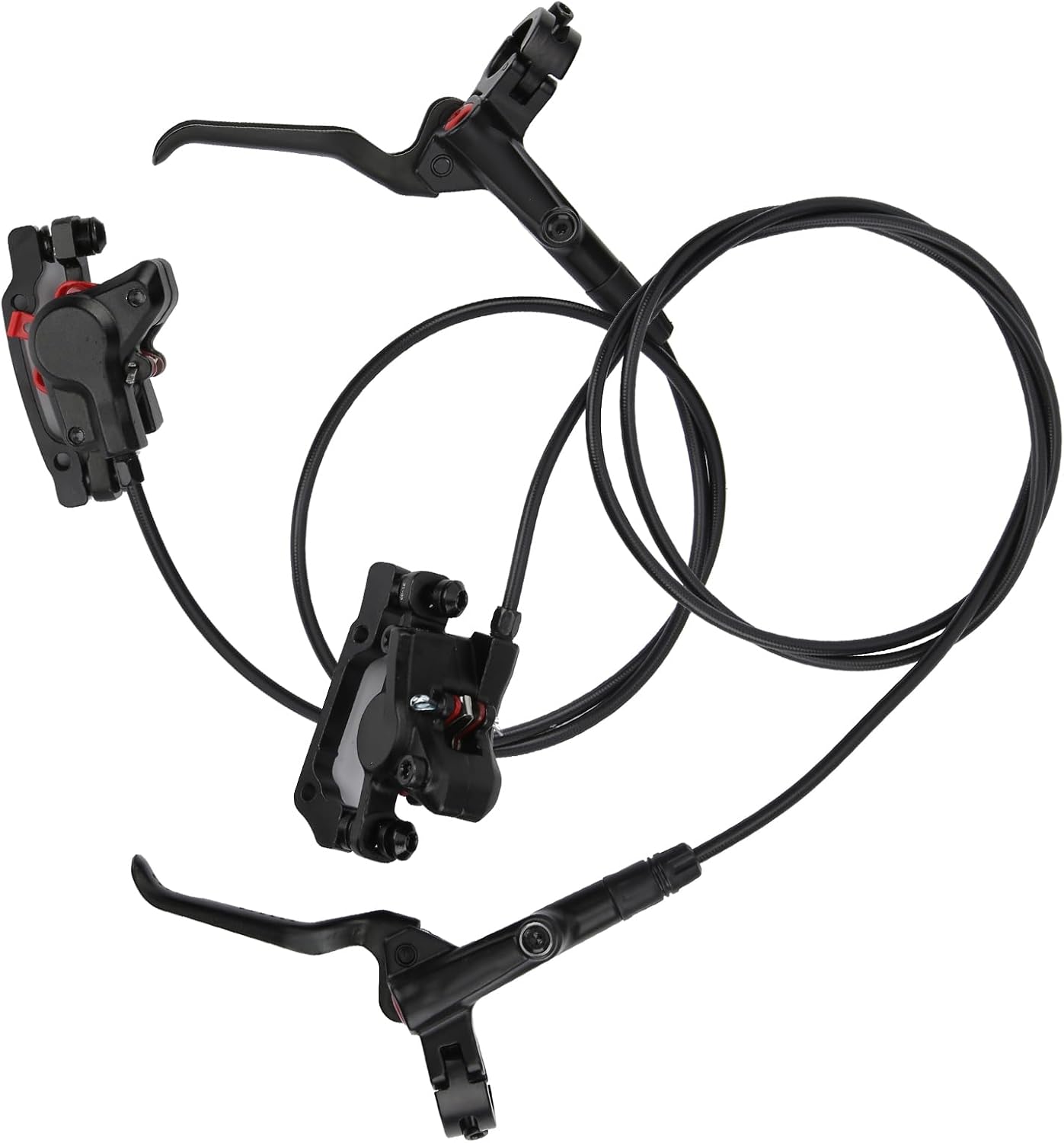 Hydraulic Disc Brakes Set, Aluminum Alloy Dual Piston Drive Disc Brake Levers Set for for E Bikes