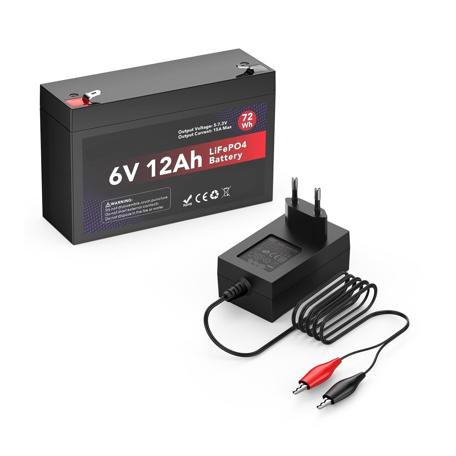 Batteria, Compatibile Con NASTIMA, Unità Di Accumulo Di Energia 6V 12Ah | Scheda Di Gestione Del Circuito Integrata, For Telecamere Di Sorveglianza E Auto Elettriche For Bambini(With EU charger)