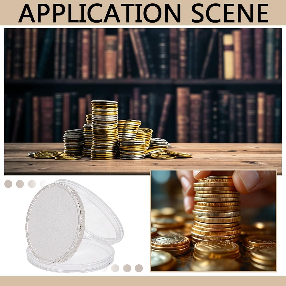 WEBEEDY 20pcs Blank Challenge Coin Silver Engraving Blanks Coins Iron with Acrylic Protection Box for Challenge Coins DIY Jewelry Making Commemorative Collection（40x3MM/1.6 * 0.1INCH）