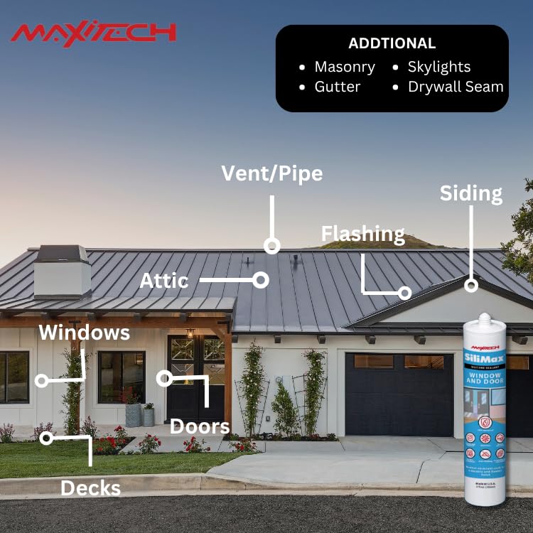 Window & Door – 100% Silicone Caulk White, Window Seal, RTV Silicone Sealant Indoor & Outdoor Caulking Weatherproof Adhesive – 9.5 oz Cartridge, 12-Pack (12 Pack, 12, Count)