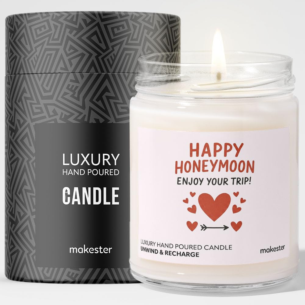 Gift for Honeymoon - Luxury Soy Wax Candle - Vanilla, Jasmine, Sugared Almond - Makester โ image 1