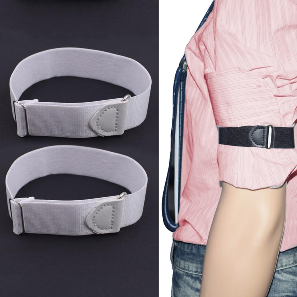 HEALLILY Adjustable Anti-Slip Sleeve Holders for Women and Men 2-Pack Shirt Sleeve Garters to Secure Rolled Sleeves for Work Casual and Outdoor Activities