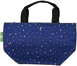 ECO CHIC Lightweight Foldable Insulated Lunch Bag Water Resistant Cooler Bag (Stars and Moons Navy)