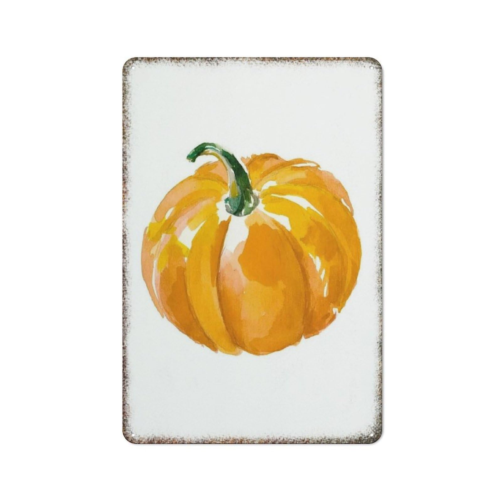Warm Tone Pumpkin Art Metal Painting Farmhouse Home Fashionable Horticulture Style Wall Decor 8x12 Inch