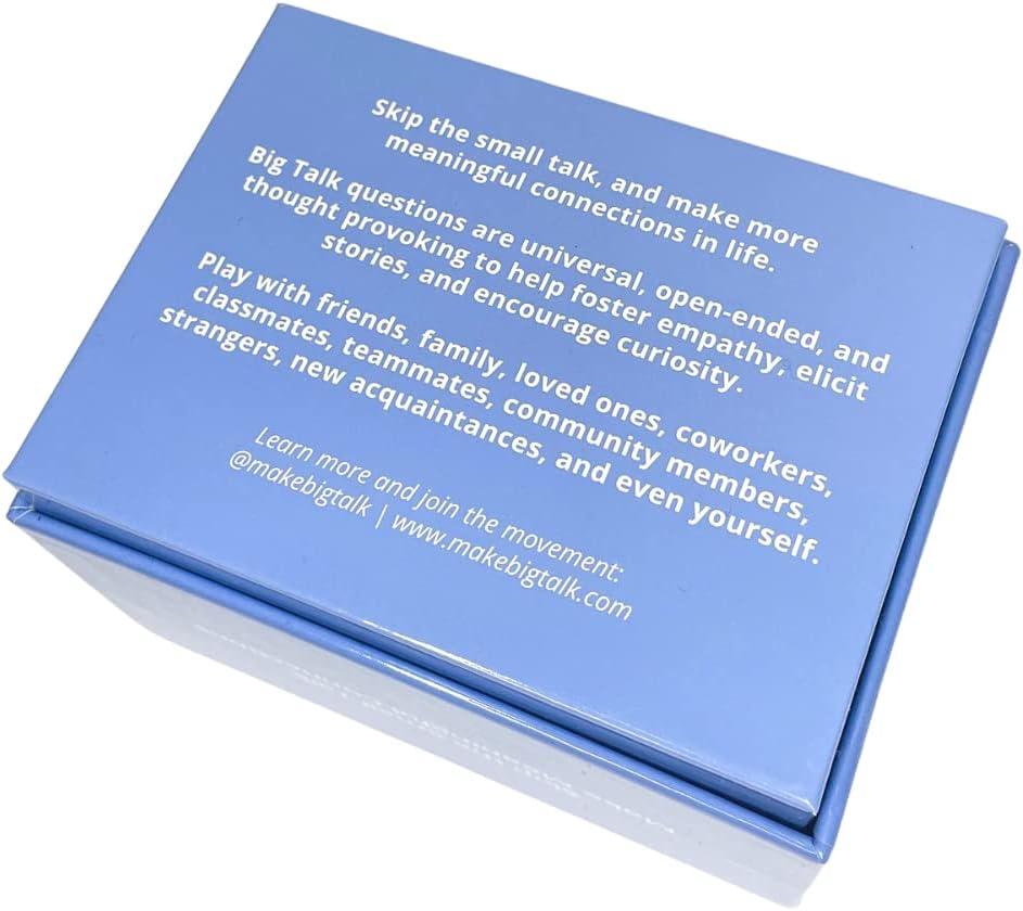BIG TALK The Life Changing Question Card Game Version # 2! - Tabletop Edition Standard Playing Card Size - 150 Entirely New Questions to Skip The Small Talk!