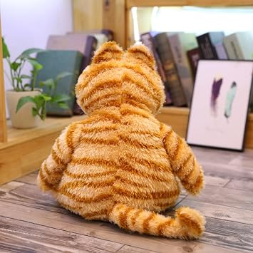 Fat Orange Cat Stuffed Animal - Lifelike Yellow Tabby Kitty Plush Toy - Lovely Plushies Dolls Pillows for Kids Children Xmas Birthday Gift (11.8inch)