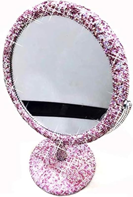 Espelho de maquiagem portátil Bestbling com aumento de 2X, dupla face, giratório 360°, redondo, rosa