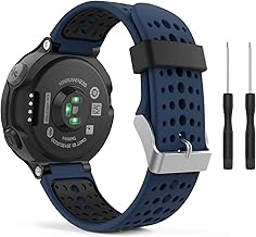 MoKo Watch Band for Garmin Forerunner 235/235 Lite/220/230/620/630/735 Smartwatch, Flexible Silicone Watch Band with Tools GPS Running Watch with Wrist Cardio, Midnight Blue and Black