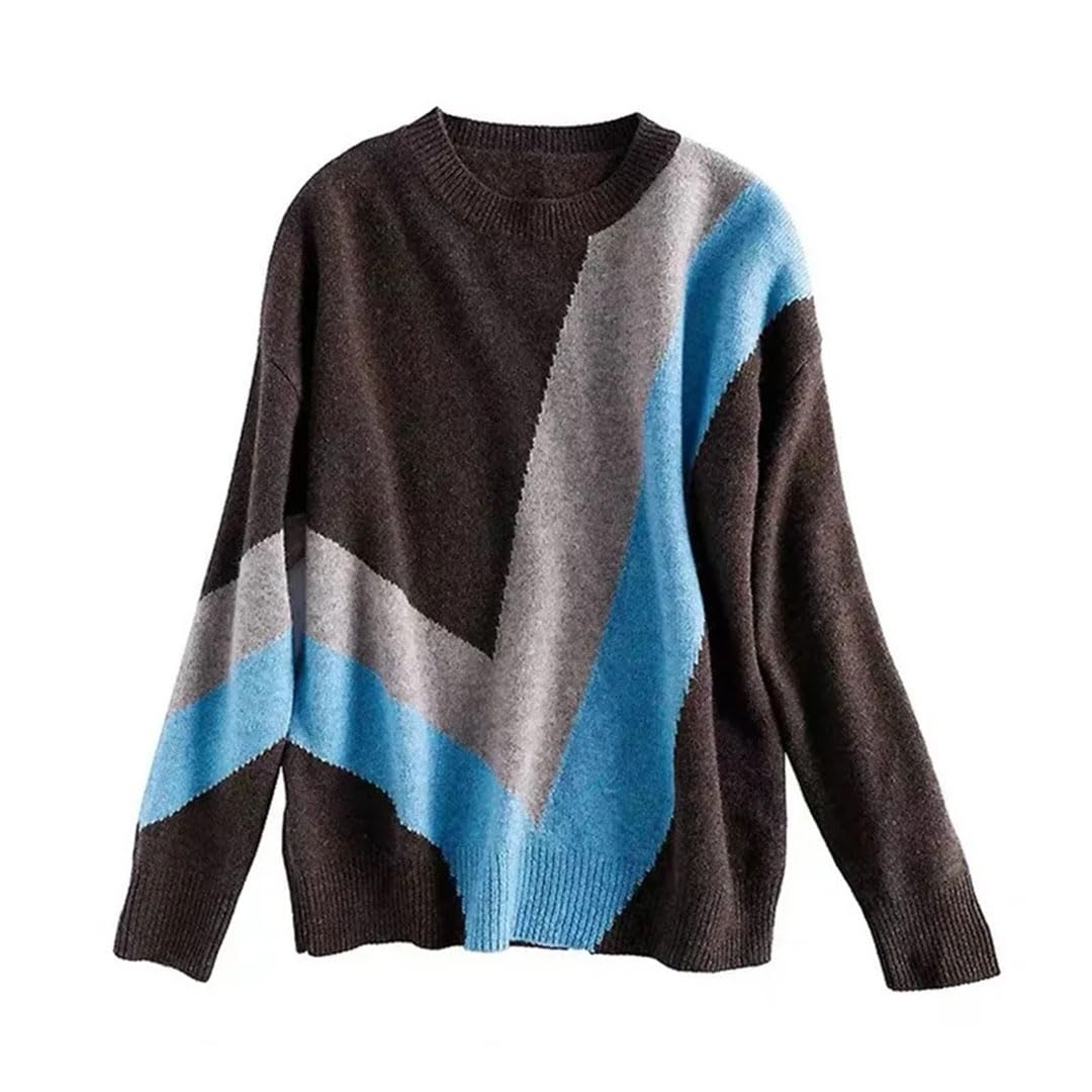 Vogrtcc Maglione da Donna Autunno/Inverno Pullover Lavorato A Maglia Maglieria O-Collo Maglione Oversize
