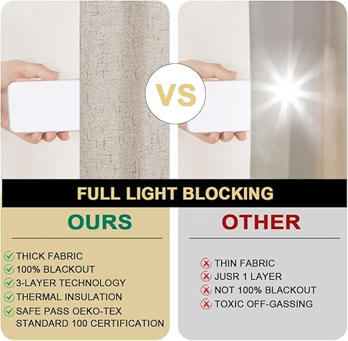 Miniatura 4 de PrinceDeco - Cortinas opacas de 108 pulgadas de largo, juego de 2 paneles para dormitorio, cortinas de tratamiento de ventanas con reducción de