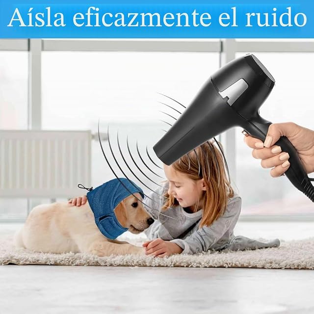 Foto 5 de 7 de XFSRG Orejeras Perros Antiruido Capucha Ajustable Protectores de Oídos para Perro Snood Redecilla Protectora…