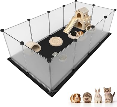 Aystkniet Guinea Pig Cage with Waterproof Bottom, 122CMx60CMx40CM Semi-Transparent Small Animal Playpen for Turtle, Hedgehog, Puppy, Kitten Gerbil, Rabbit Run Pet Fence for Indoor and Outdoor