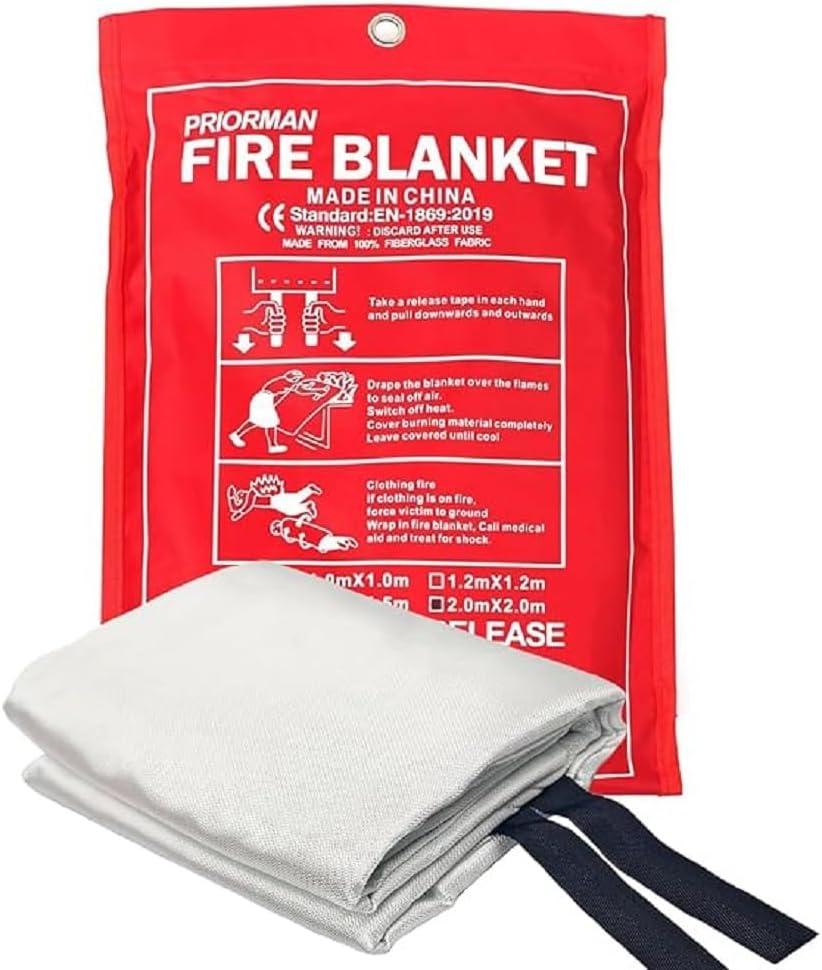 Fire Blanket Fiberglass Fire Suppression Blanket with Storage Pouch and Pull Tapes