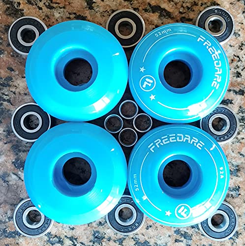 Freedare Skateboard Wheels 52Mm And Bearings, Spacers Installed 92A Wheels(Blue,Pack Of 4) #TOP2
