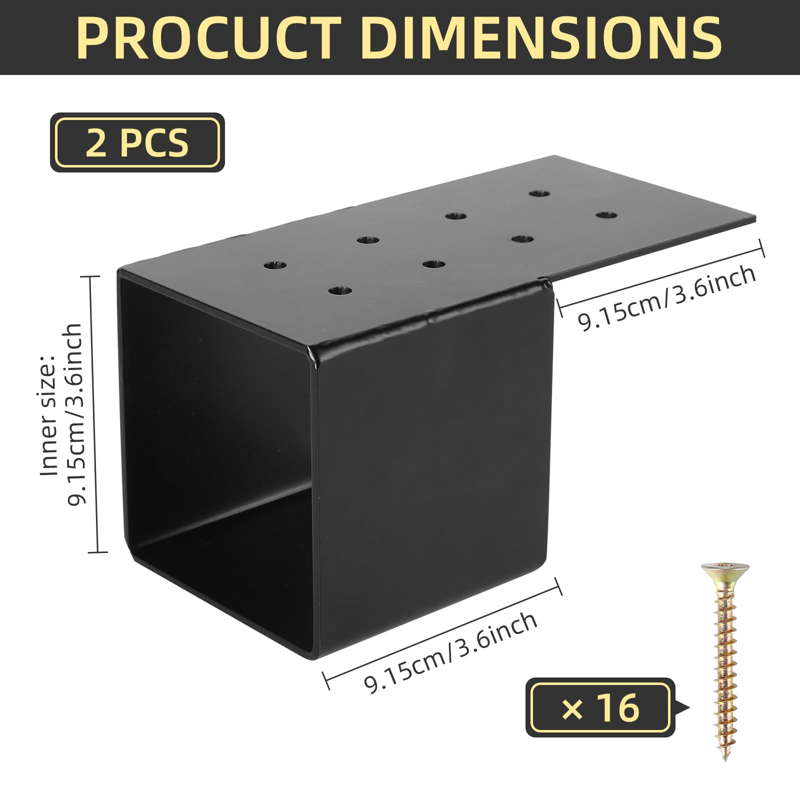 4 Pack Pergola Brackets - 6x6 Post Top Rafter Connectors For Pergolas, Gazebos, And Deck Railings