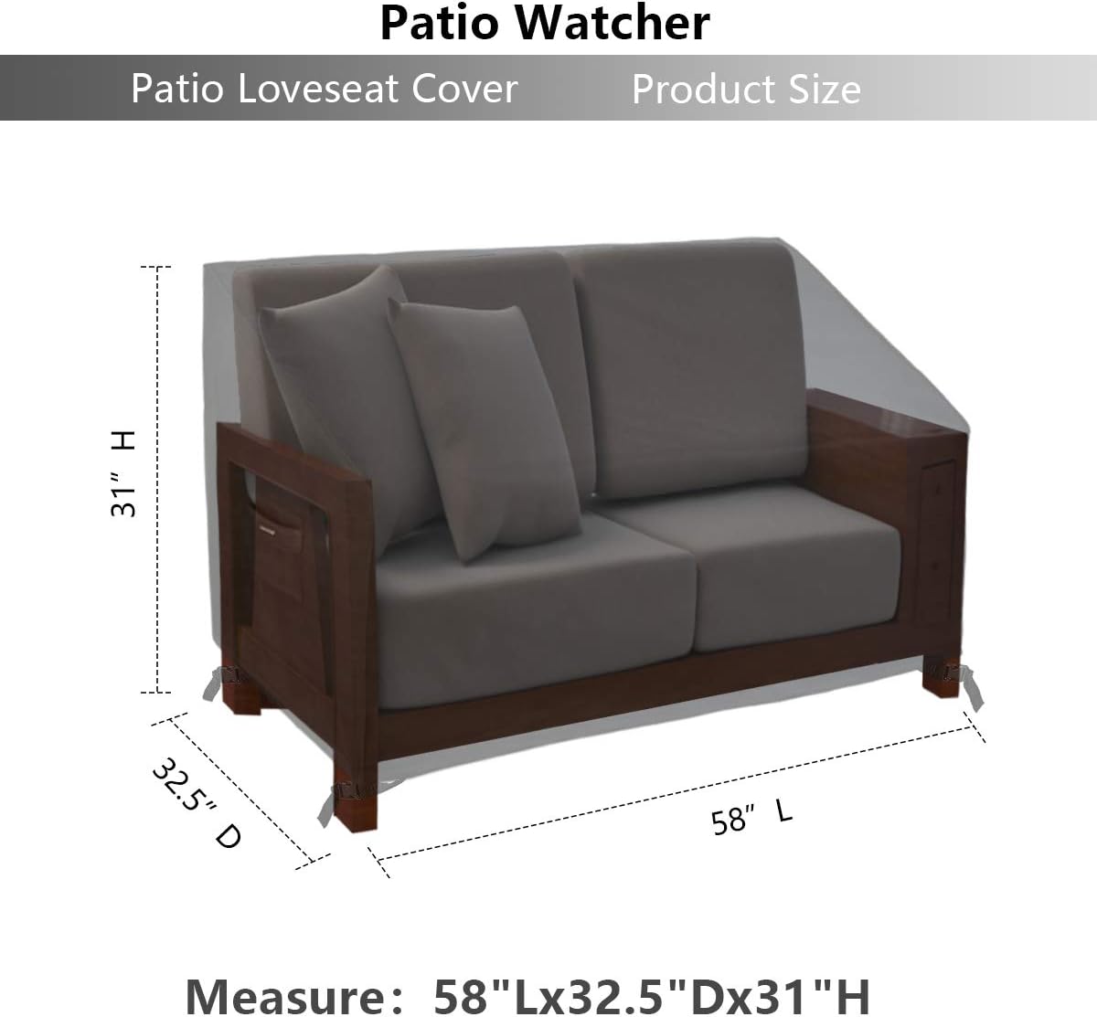 Patio Watcher Small Outdoor Loveseat Bench Cover, Durable and Waterproof Patio Furniture Sofa Cover, Grey : Patio, Lawn & Garden