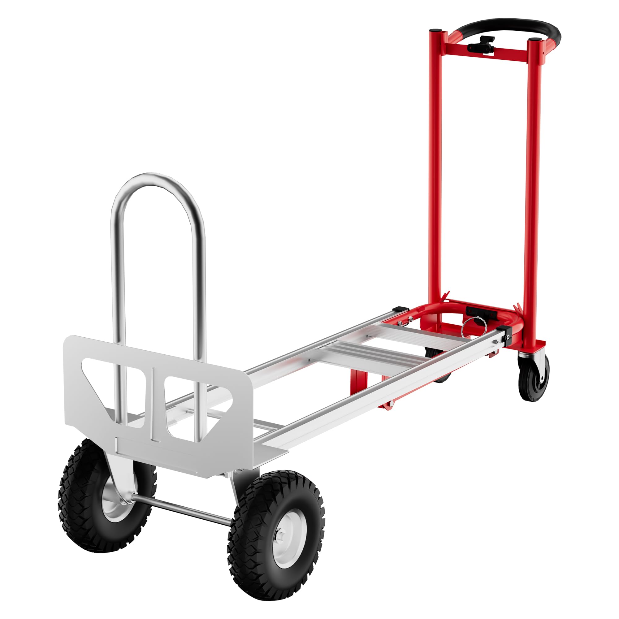 Carrello trasporto pieghevole per impieghi gravosi 3 in 1 Carrello manuale acciaio convertibile capacità carico 350 kg pieghevole ruote antiforatura cinghie elastich ideale magazzino uffici c