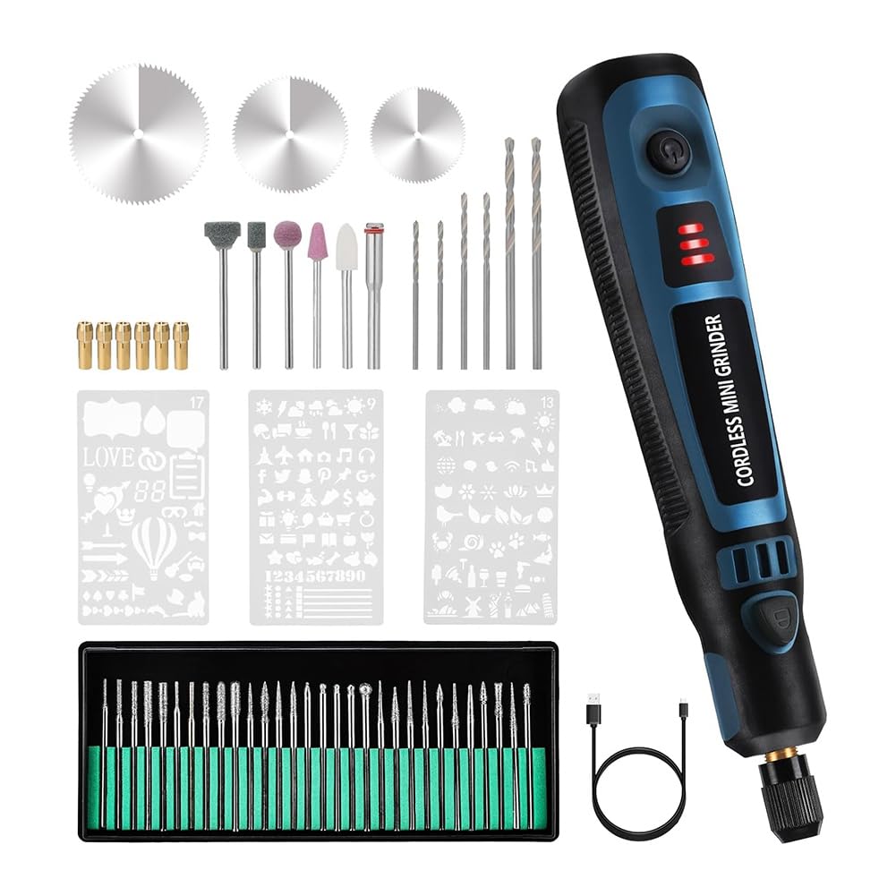 Hxhsgmeh USB Rechargeable Engraving Pen with 41 Bits and 19 Stencils, Kit for DIY Polishing Carving Jewelry Plastic Wood Stone