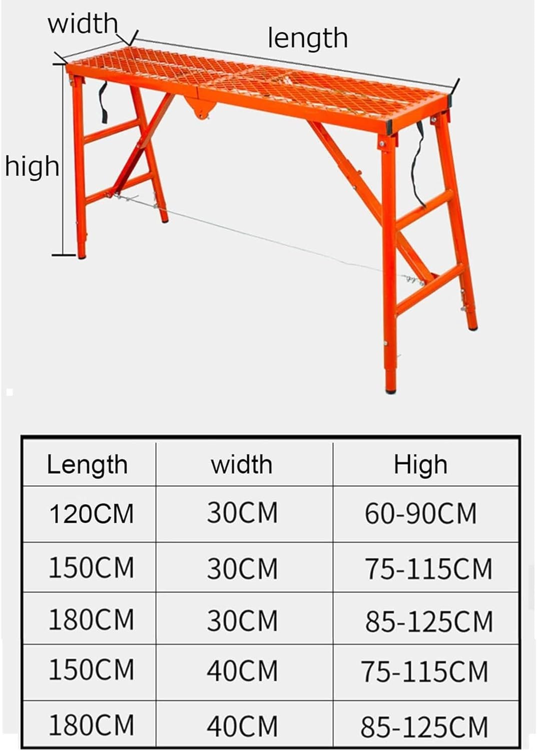 Adjustable Height Home Engineering Ladders, Scaffolding Equipment with Non-Slip Feet,Work Platform Scaffold Tower Ladder Work Platform(180 * 30cm)