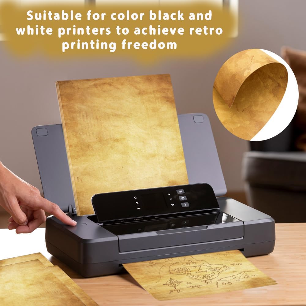 48 Sheets Vintage A4 Double-Sided Printing Paper for Journals Scrapbooking - 100GSM Antique Parchment Aged Paper, Compatible with Inkjet & Laser Printers, Perfect for Crafting, Letters & Art Projects image 5