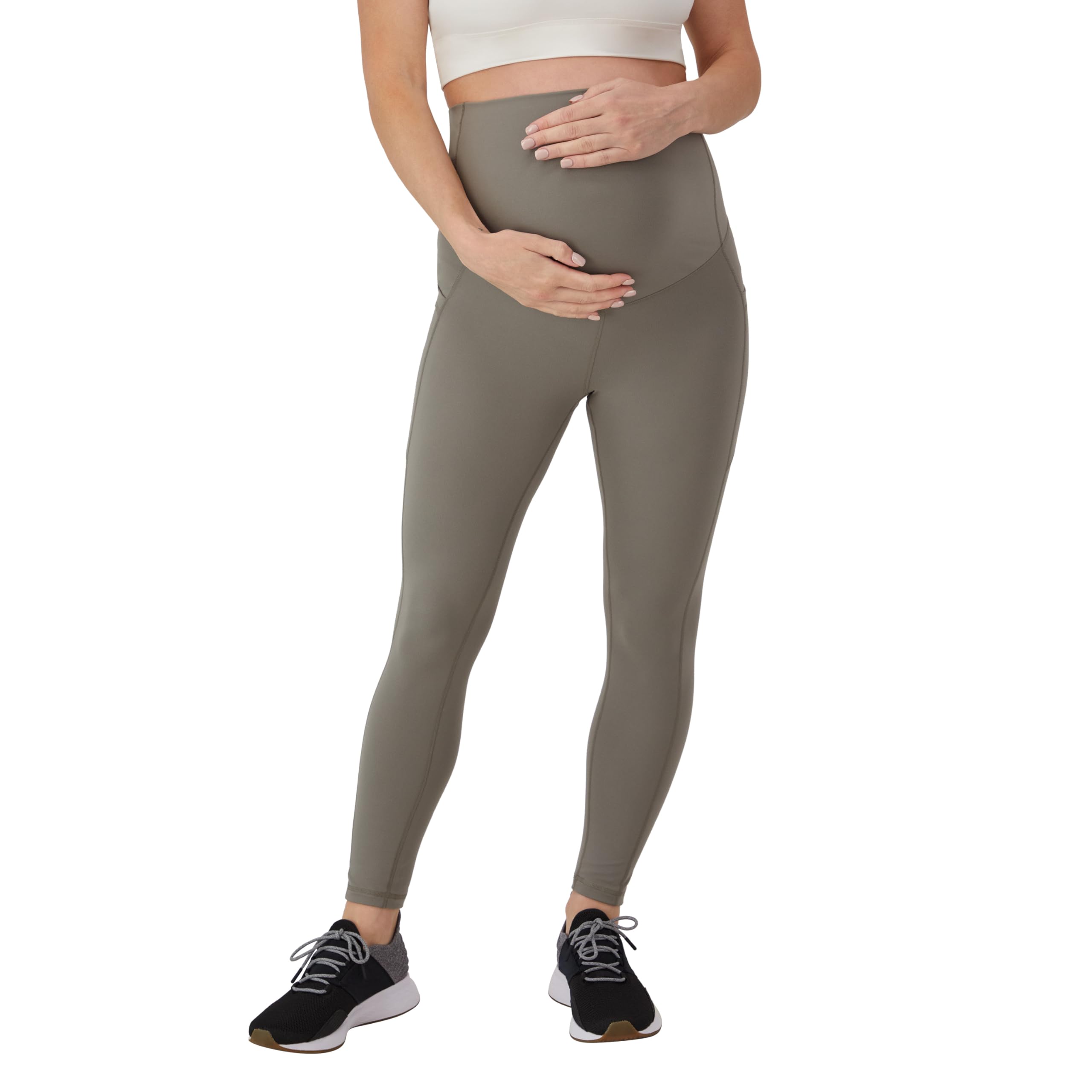 Hanes Womens Maternity 7/8 Leggings, Stretch & Recover Pregnancy Leggings with Foldable Waistband, 25” Inseam